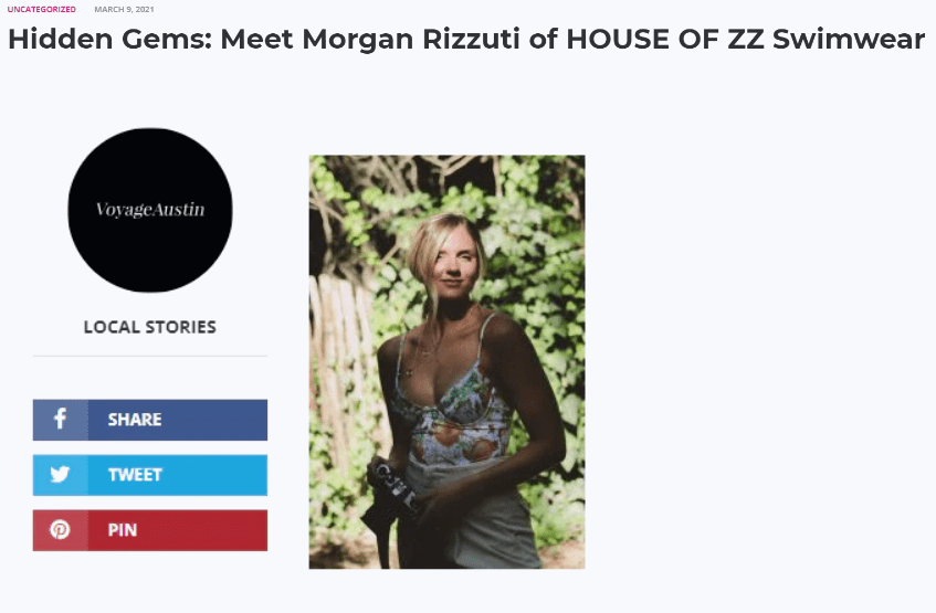 VOYAGE AUSTIN: Hidden Gems: Meet Morgan Rizzuti of House Of ZZ Swimwear - HOUSE OF ZZ