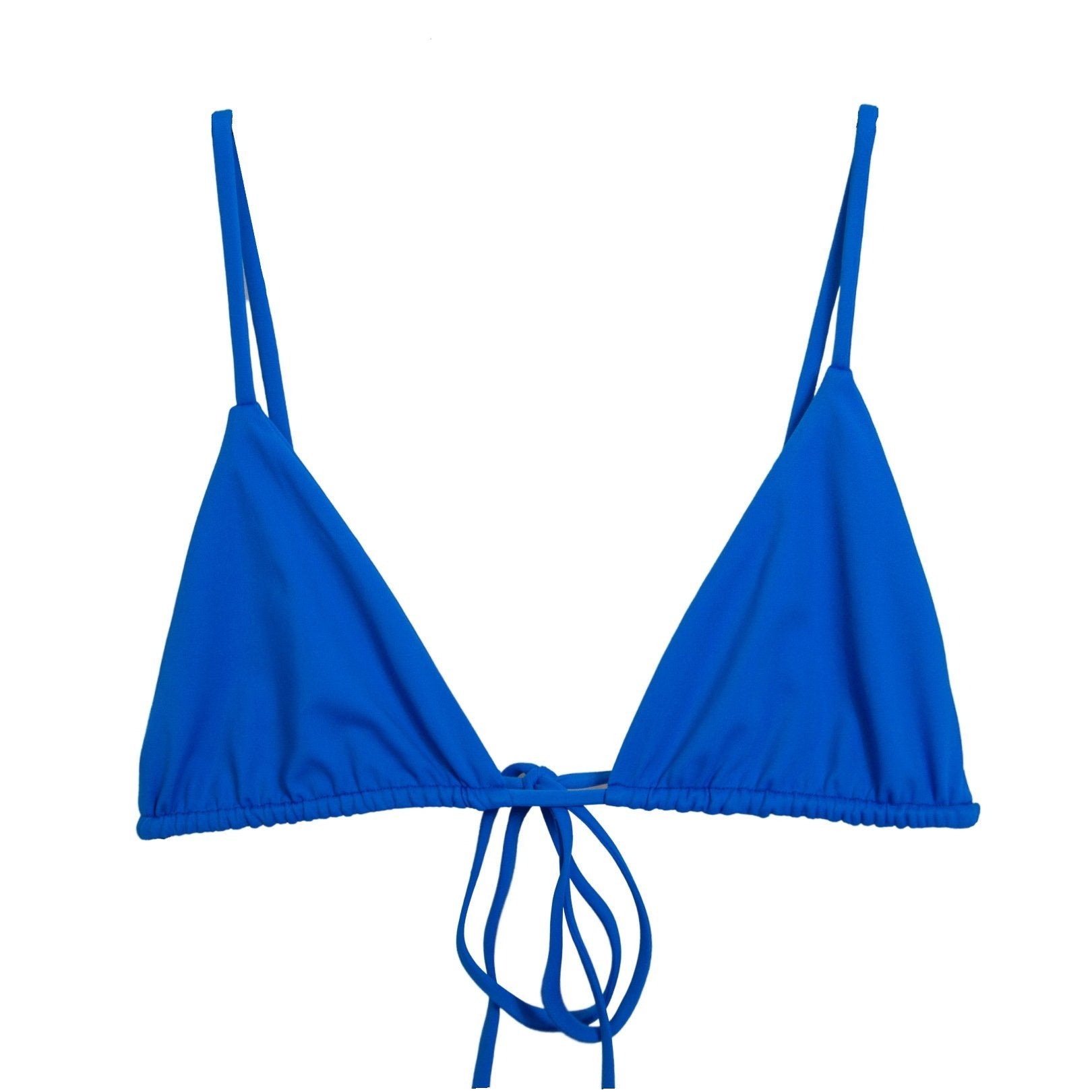 blue sustainable triangle bikini top