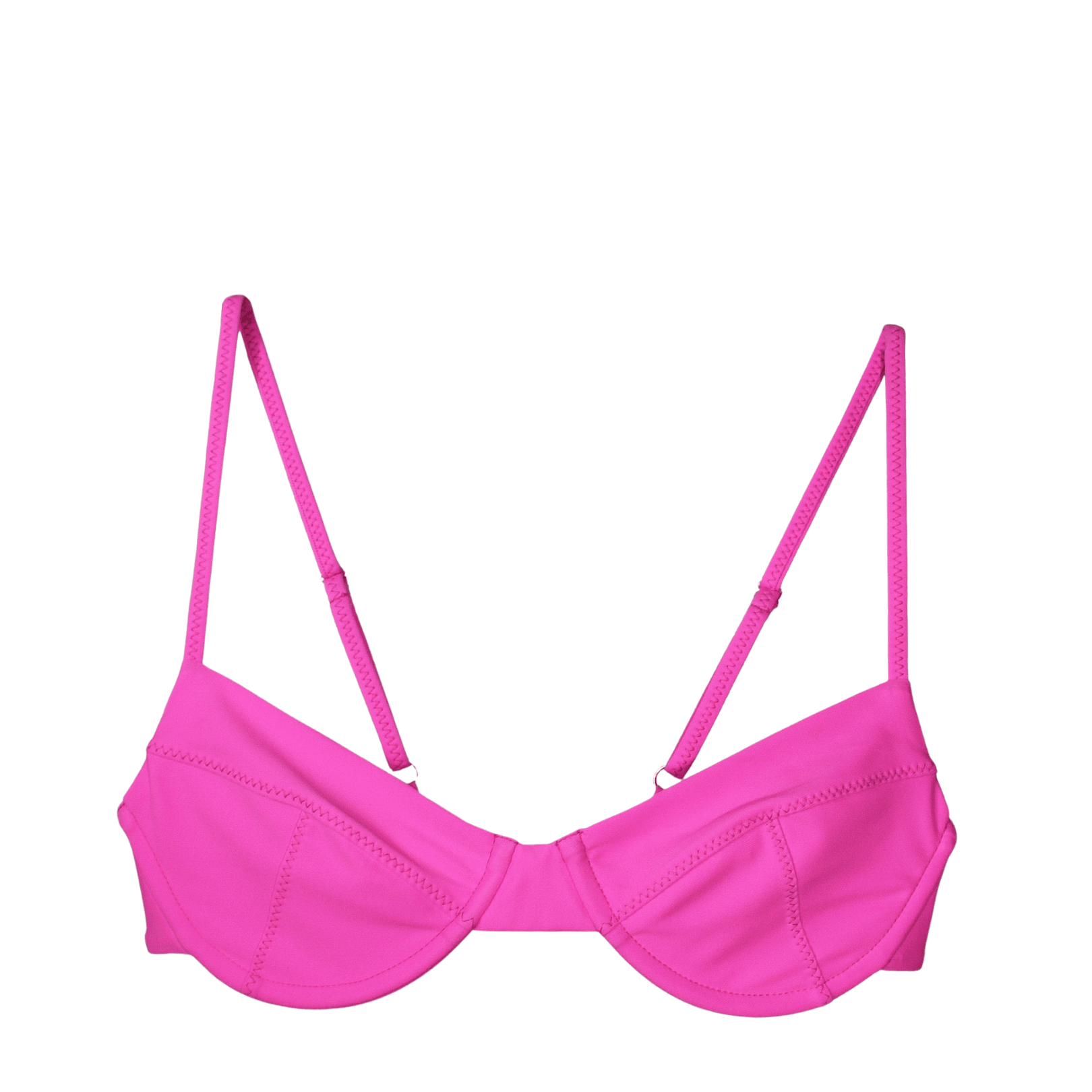 Hot pink underwire bikini top with adjustable straps