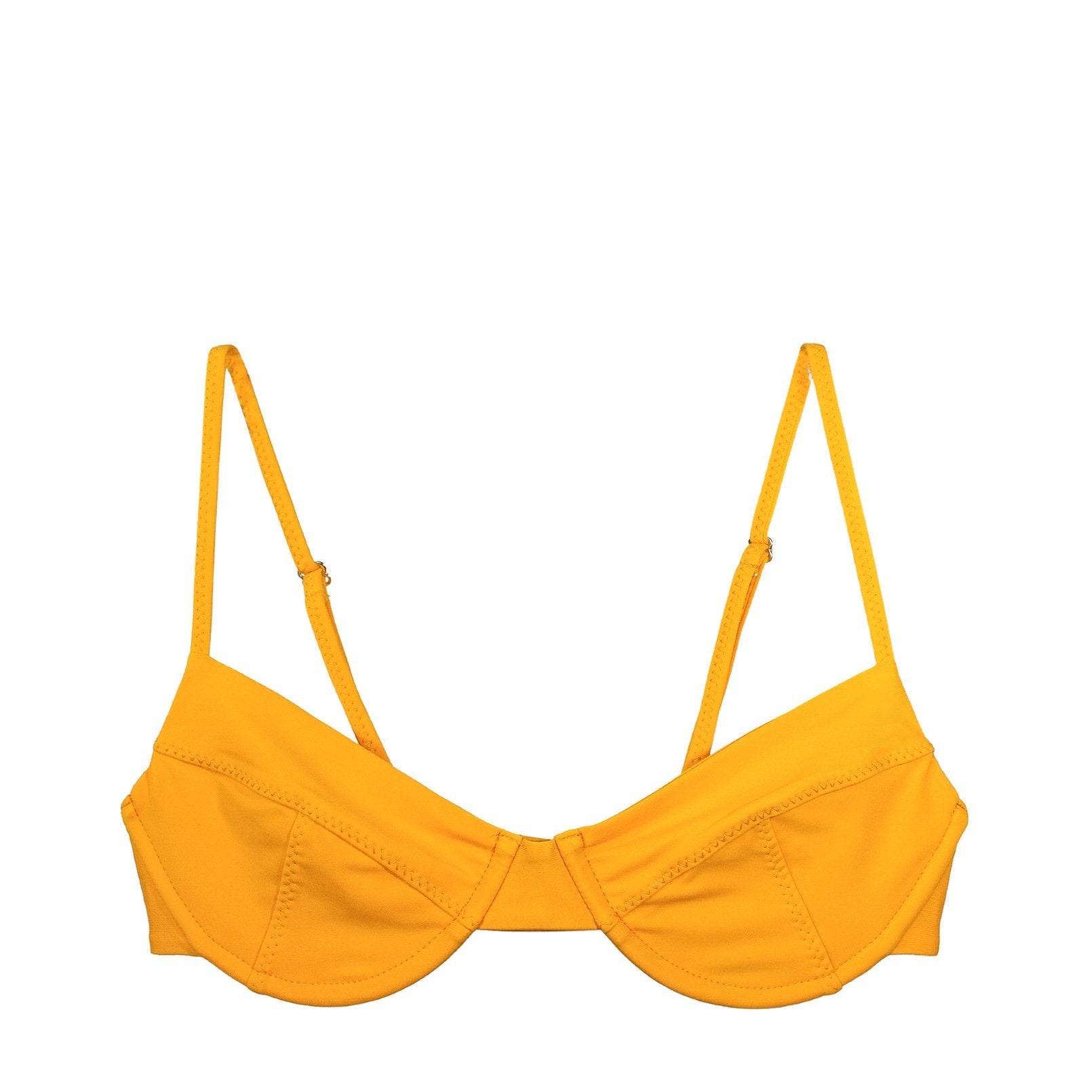 yellow orange underwire bikini top with adjustable straps
